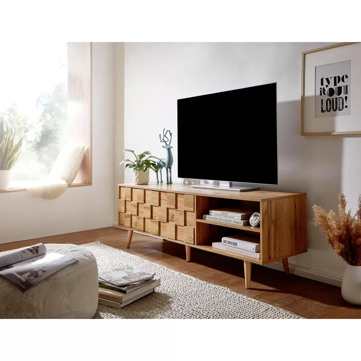 Lowboard Wohnling TV Schrank Eiche