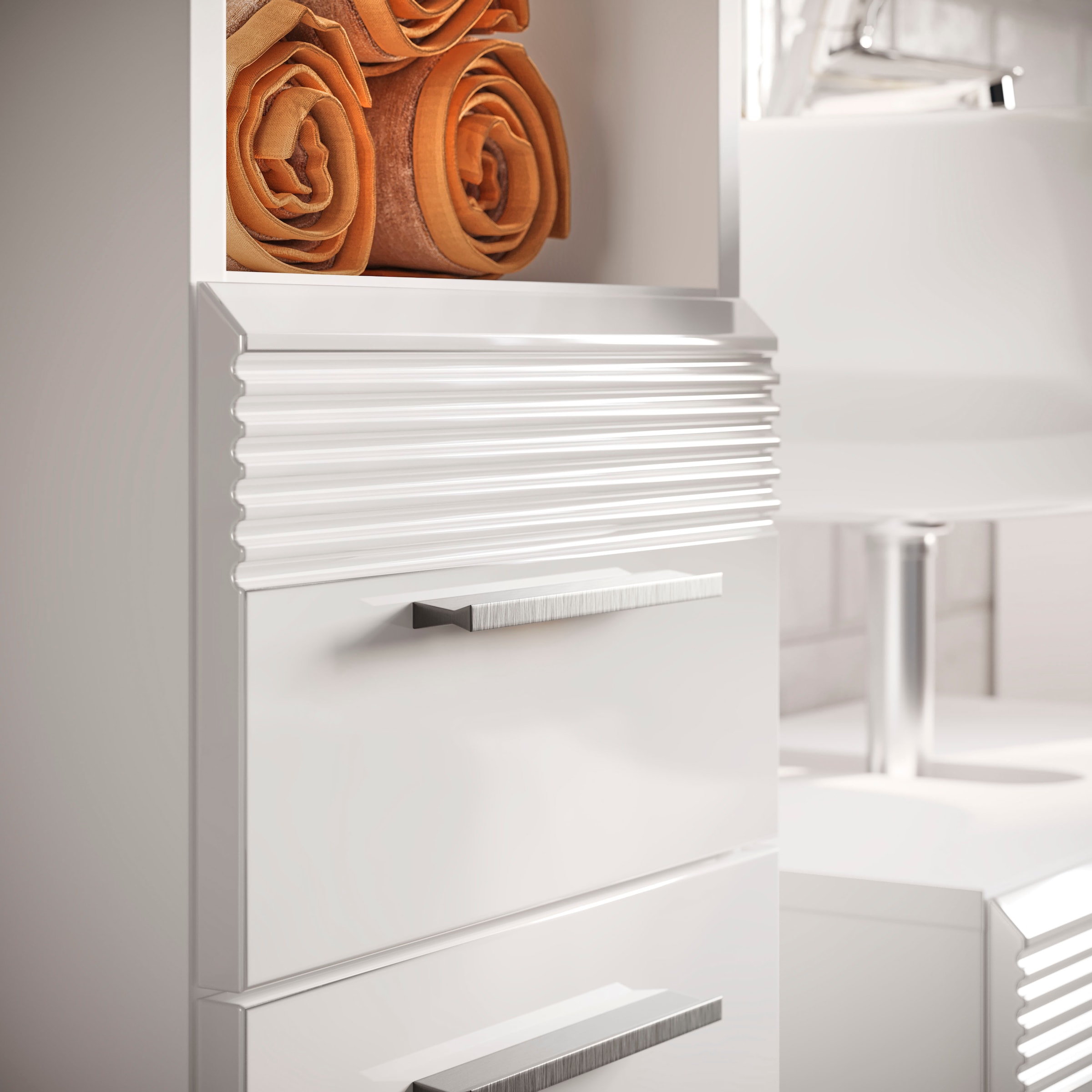 INOSIGN Hochschrank »Malmö, Breite 30 cm, 2 Türen, 1 Schubkasten, 1 offenes Fach, MDF-Front« in verschiedenen Farben erhältlich, Badmöbel, Badschrank, Schrank, Bad