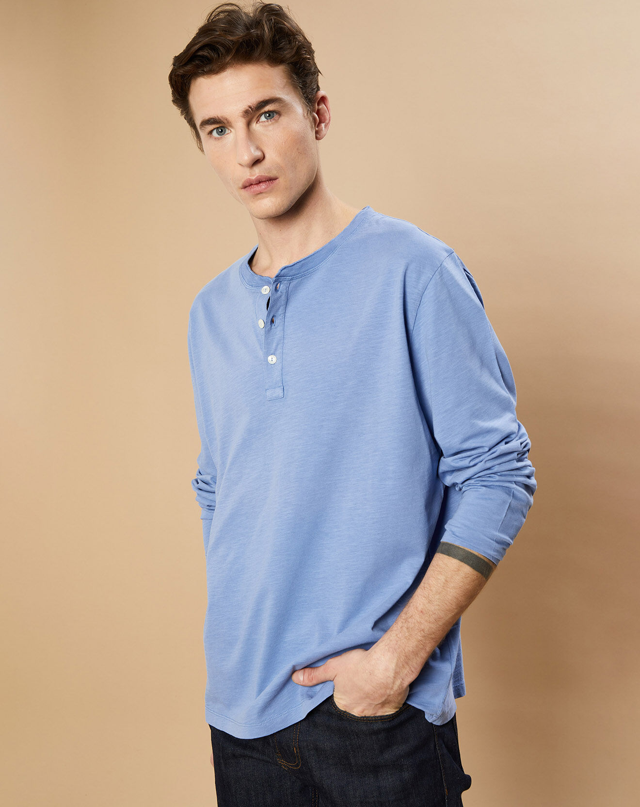 Hartford T-Shirt Henley chambray
