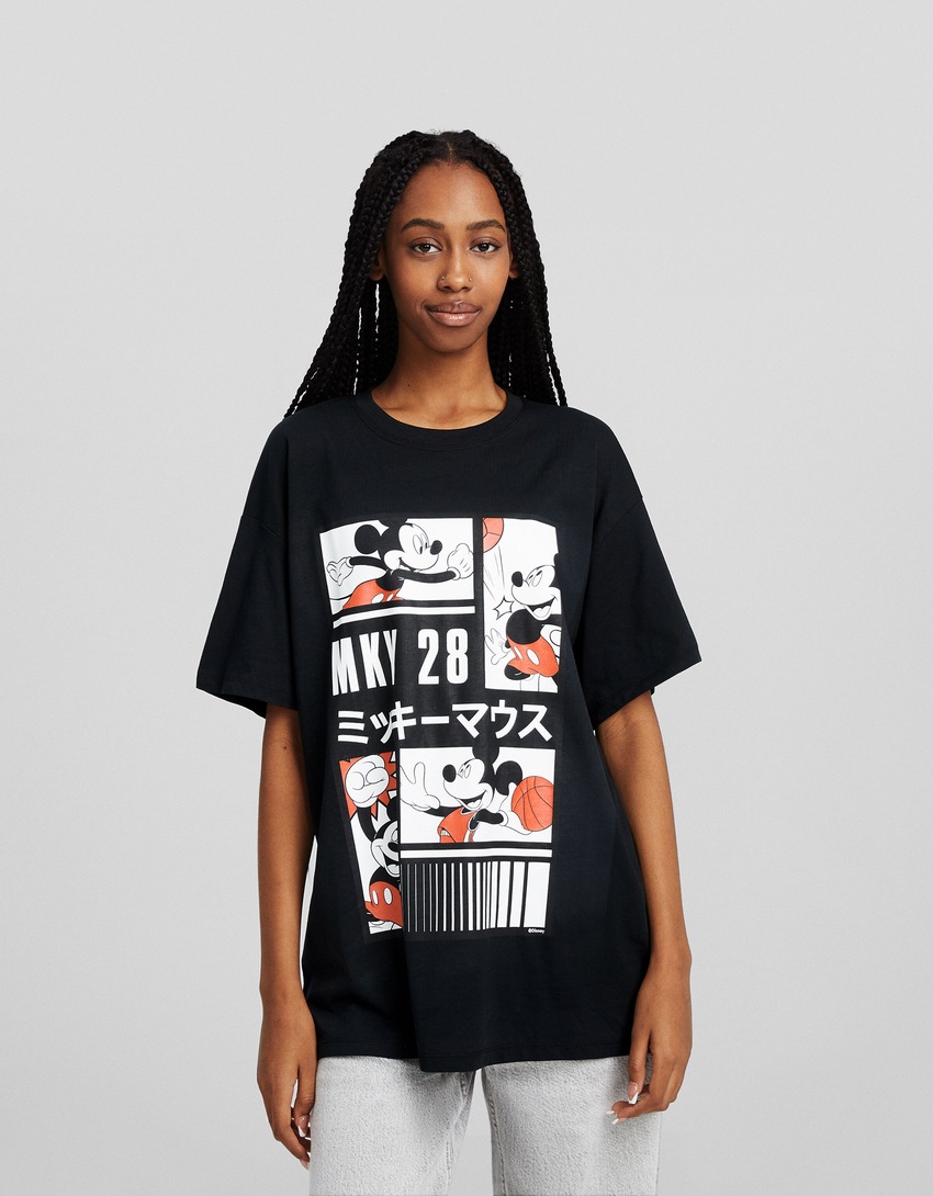 Camiseta de manga curta oversized com estampa do Mickey Mouse