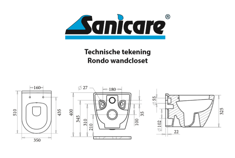 Sanicare Rondo toilet met Rondo slim zitting