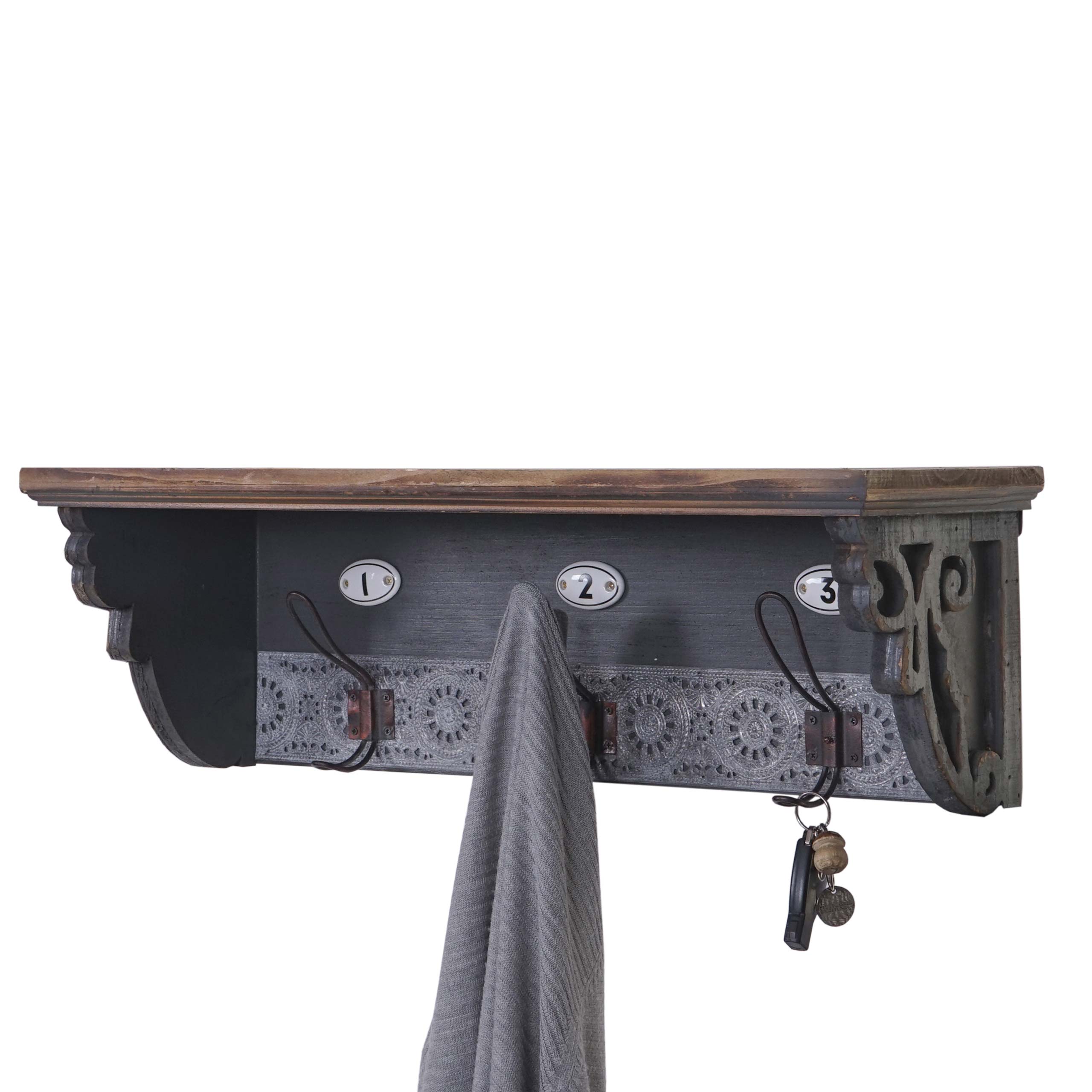Wandgarderobe MCW-A43, Wandhaken, Tanne Holz massiv Vintage 22x60x18cm