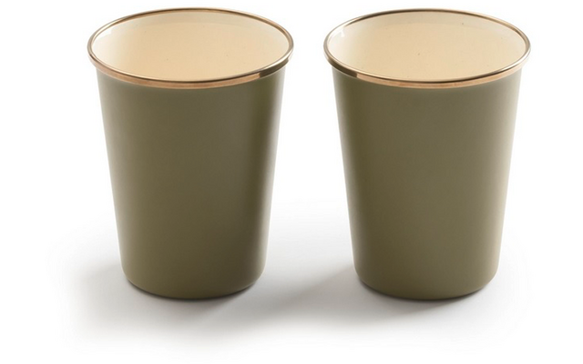 Barebones Enamel  emailliertes Becher Set 2 teilig olive