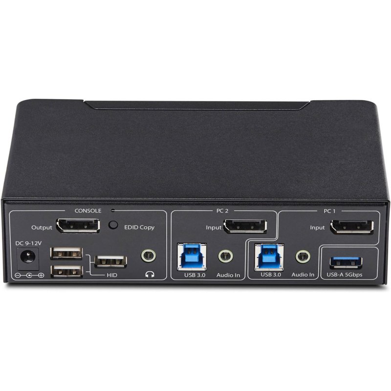 StarTech.com Switch KVM DisplayPort 2 Ports, 4K 60 Hz, DP 1.2, Gestion EDID, Hub USB 3.0 2 Ports, 4 Ports USB HID, Conforme TAA