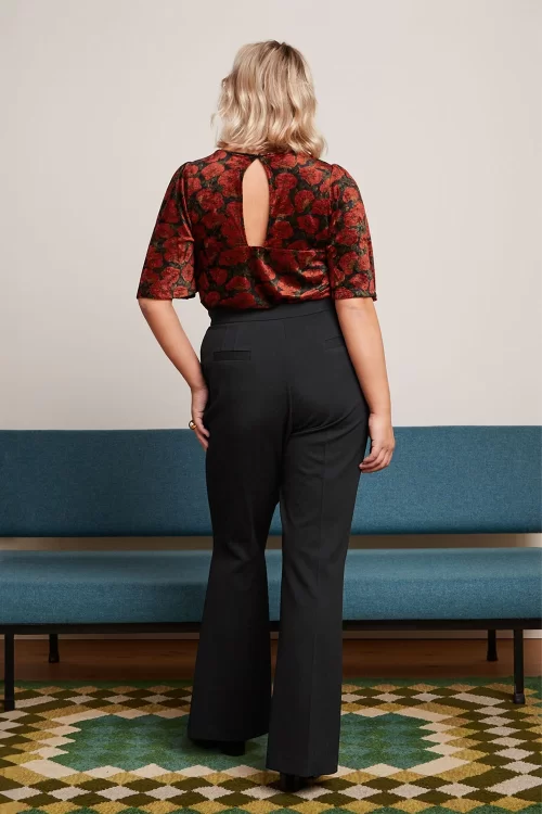 King Louie Marcie Aurora flared pantalon in zwart