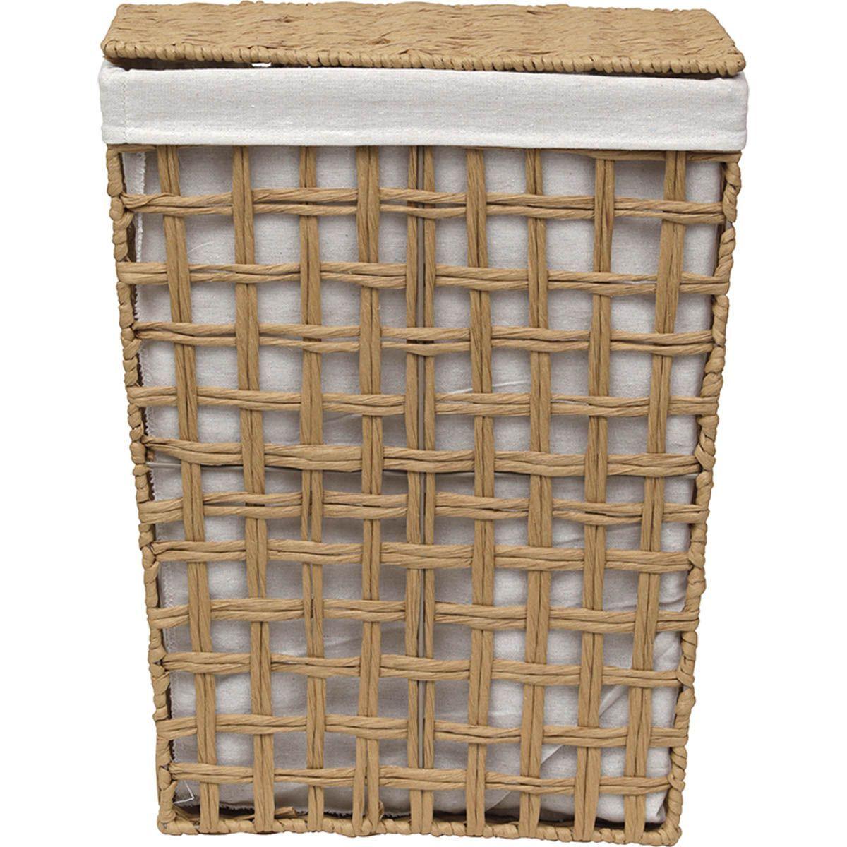 PANIERE A LINGE TRESSE RECTANGLE 38X26X48CM NATUREL LIN