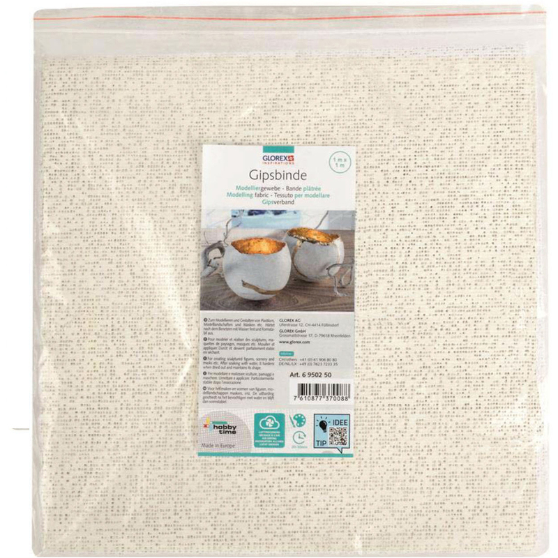 Glorex Gipsbinde Modelliergewebe, 1 x 1 m, weiss