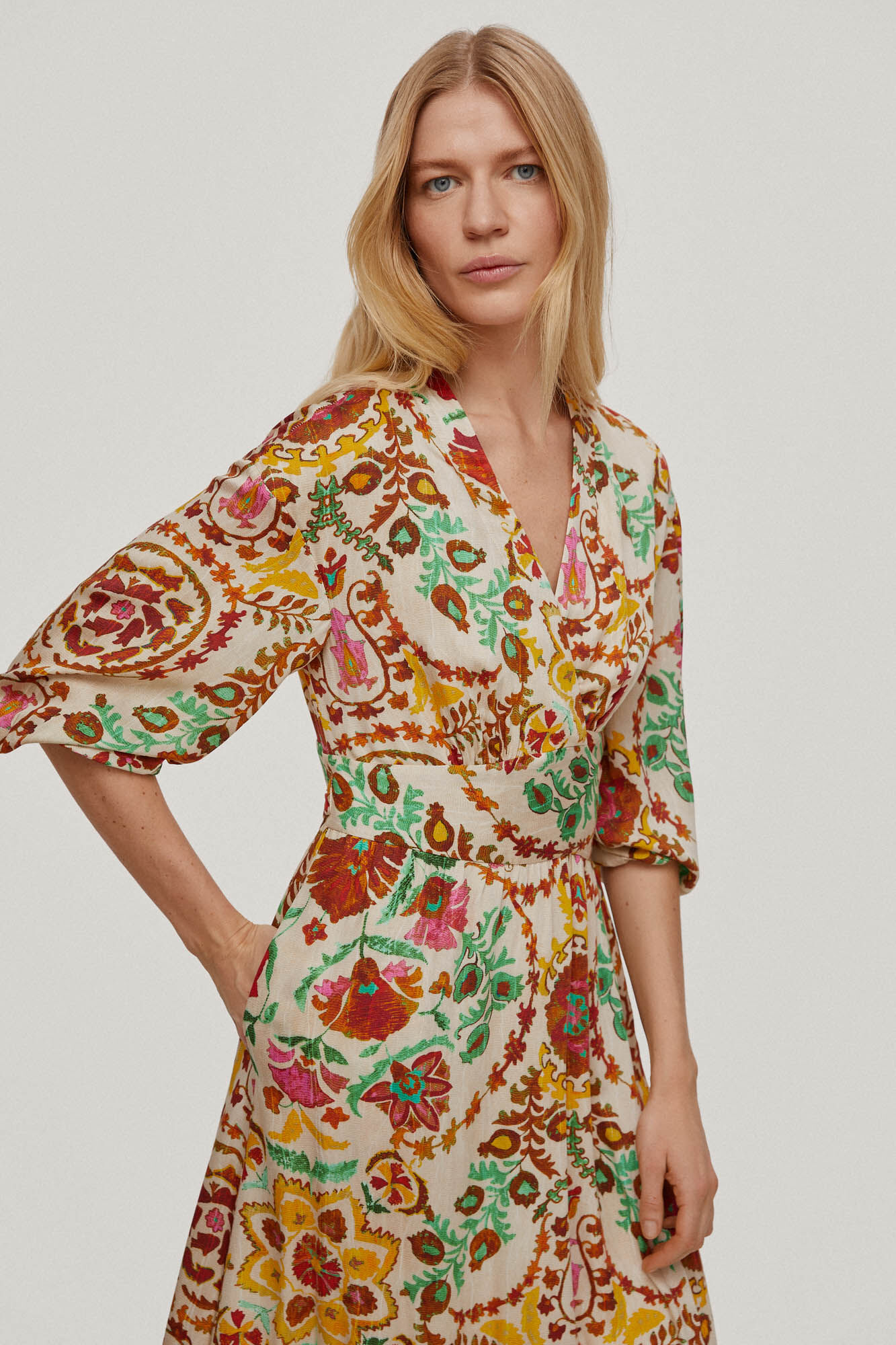 Vestido envelope estampado - Vários