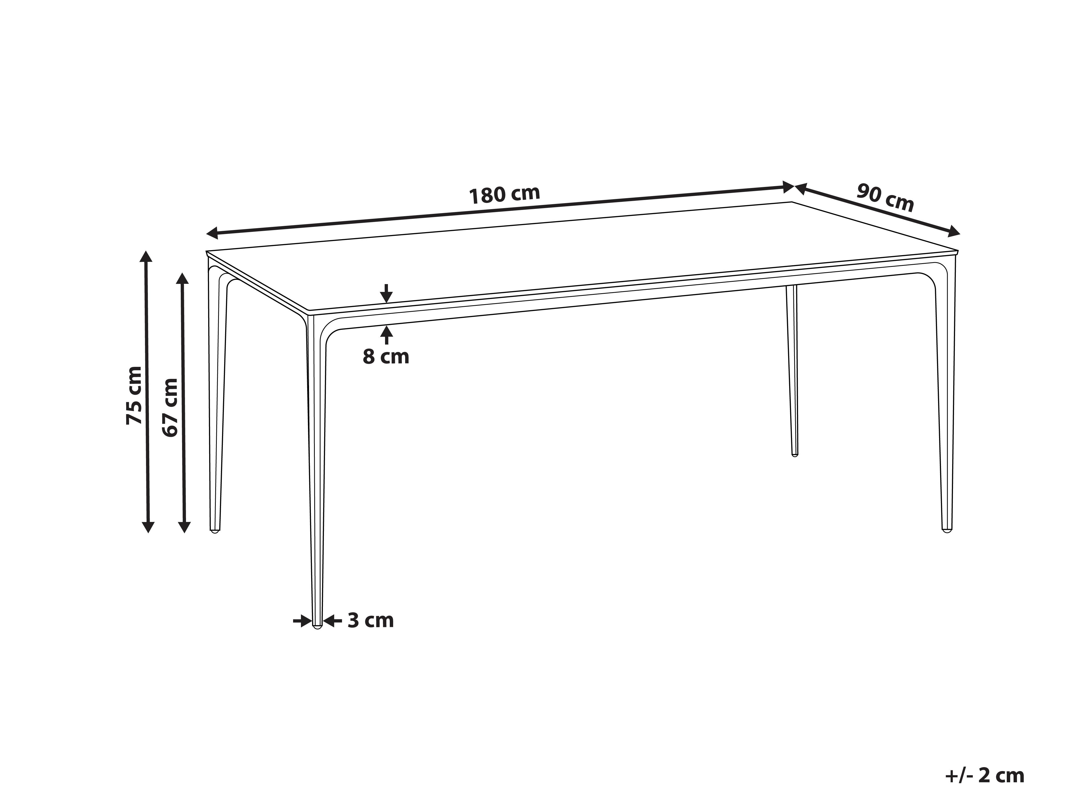 Tuin eettafel SOVARETO 180 cm 90 cm Marmereffect Wit marmer