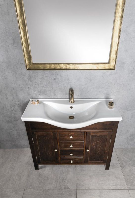 Sapho - Ambra - Wastafelmeubel - Bruin - 96 cm - 4 Laden en 2 Deuren
