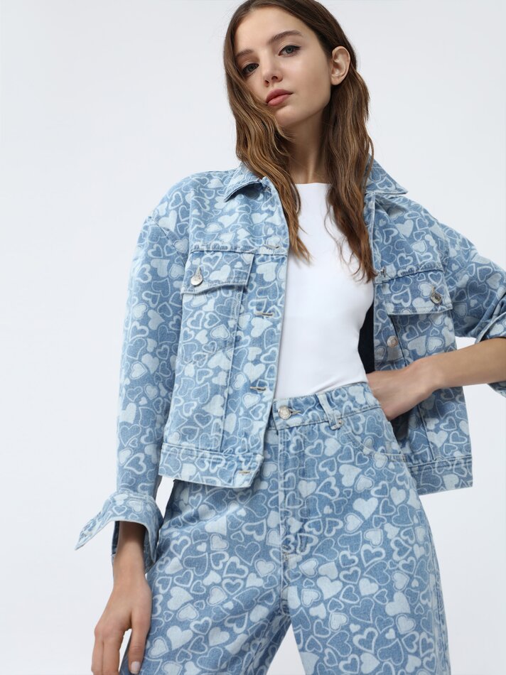 Jaqueta jeans estampada - Índigo