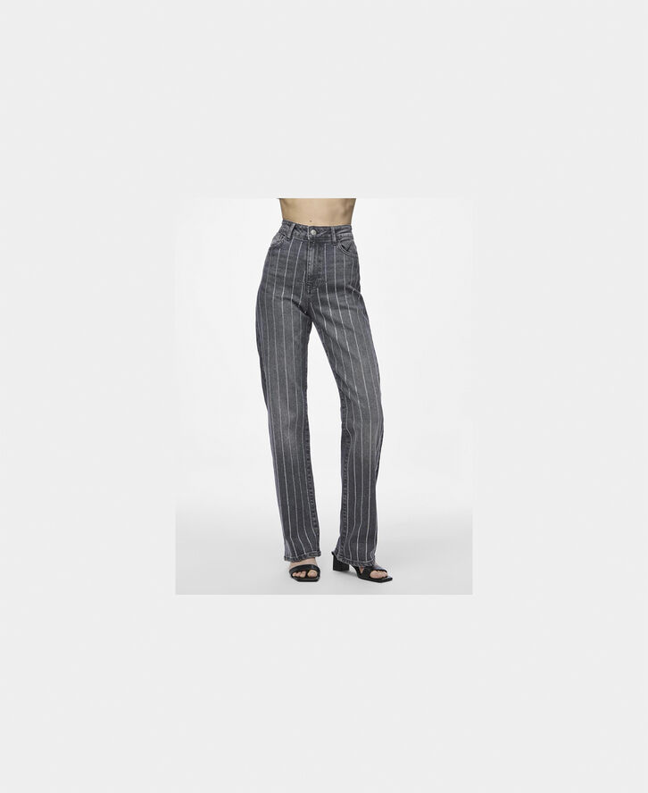 Pieces PCSIFFI HW RHINESTONE JEANS Grey denim/rhinestone