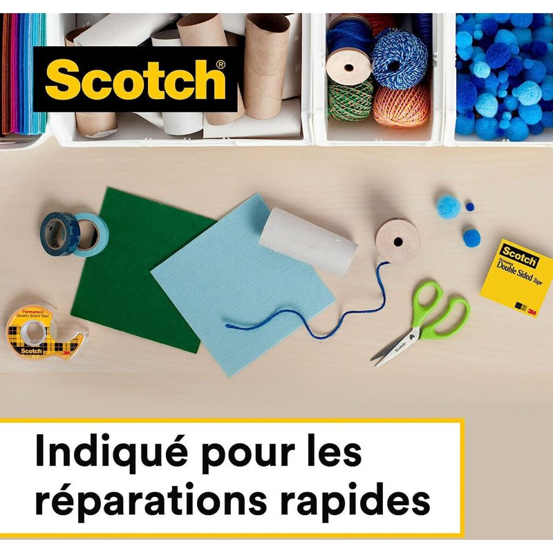 Dévidoir adhésif Scotch double face avec rouleau - Longueur 6,3 m