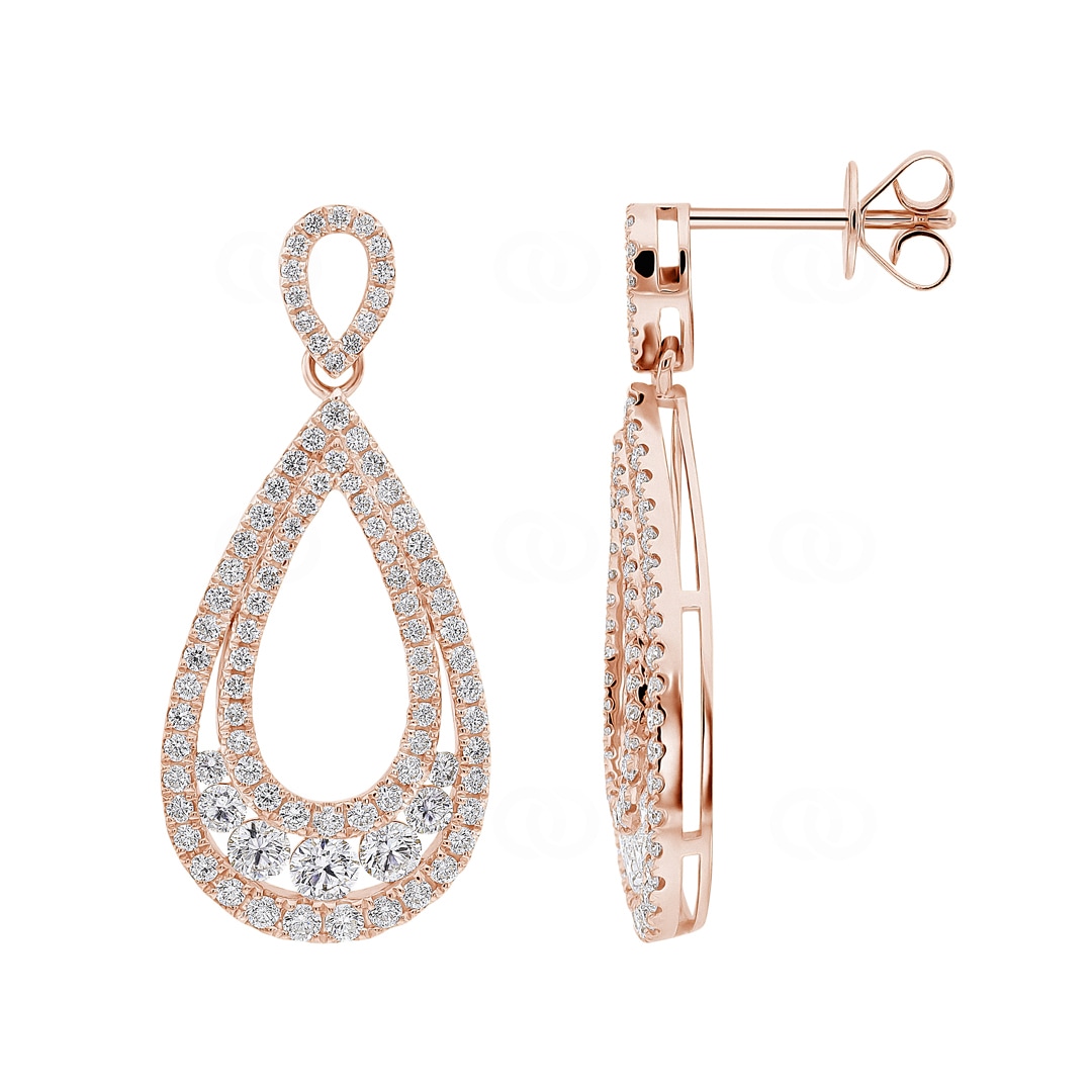 1.53 Karat Diamantohrhänger 750/18 K Roségold
