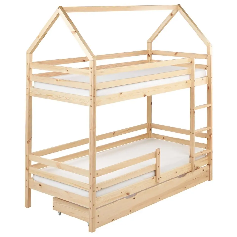 GIRGOLS - Stapelbed - Lichtbruin - 90 x 200 cm - Dennenhout