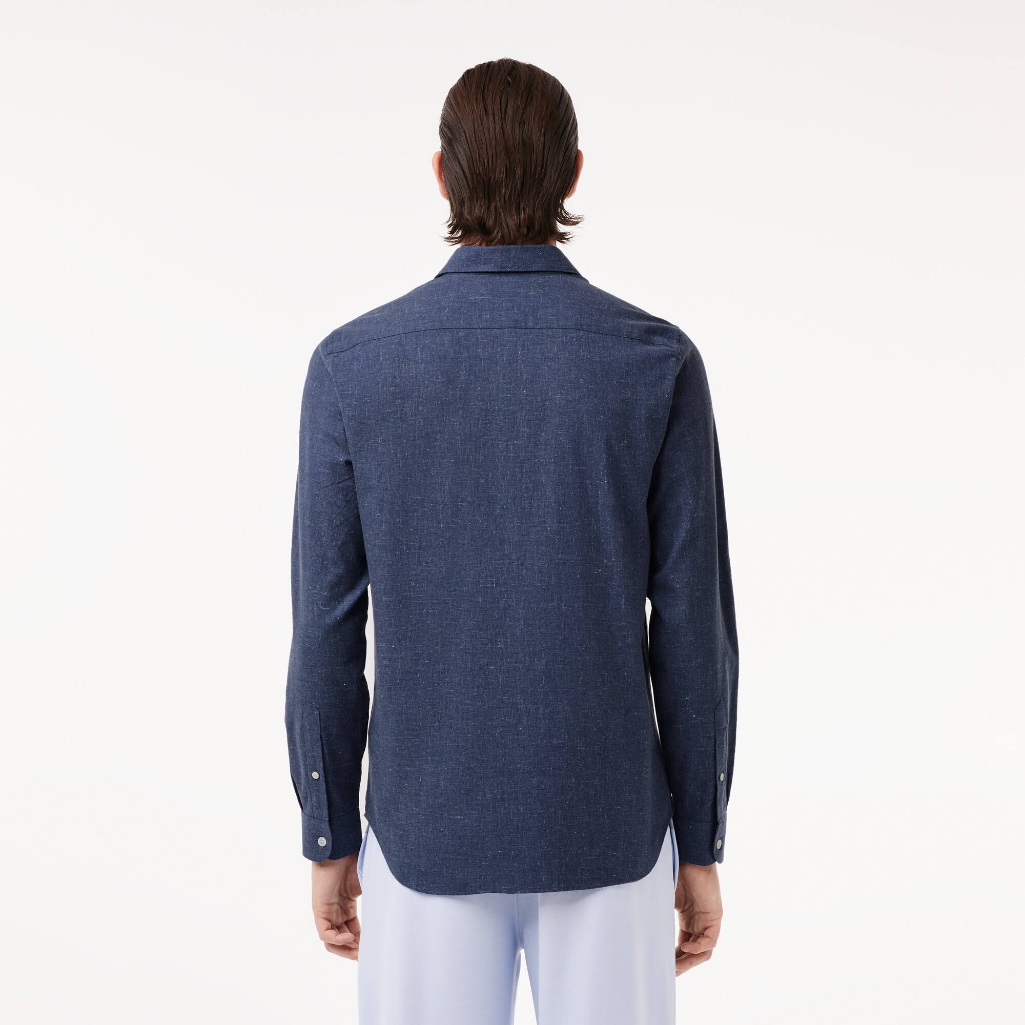 Herren Slim Fit Baumwoll Chambray-Hemd Lange Armel - Blau - Lacoste - Herren