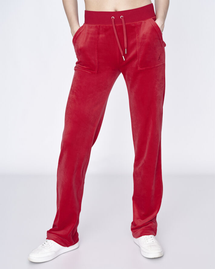 Juicy Couture Del Ray Classic Velour Pant Pocket Design Astor red