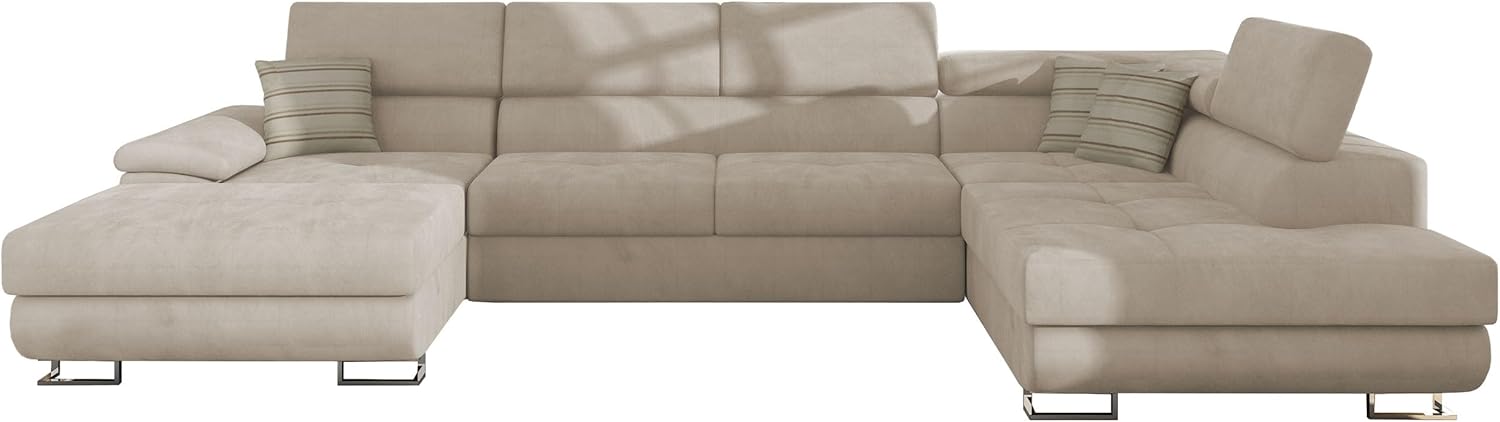 Mirjan24 Ecksofa Cotere Bis, Eckcouch, Sofa mit Schlaffunktion und Bettkasten, U-Form Couch Farbauswahl Wohnlandschaft vom Hersteller (Uttario Ve. 2979 + Senegal 825, Seite: Rechts)