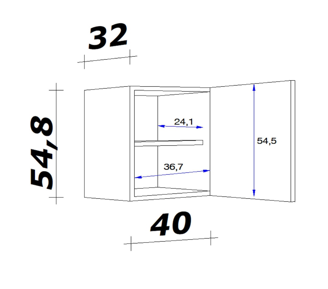 Küchen Oberschrank TIAGO 40 cm Eiche/ grau