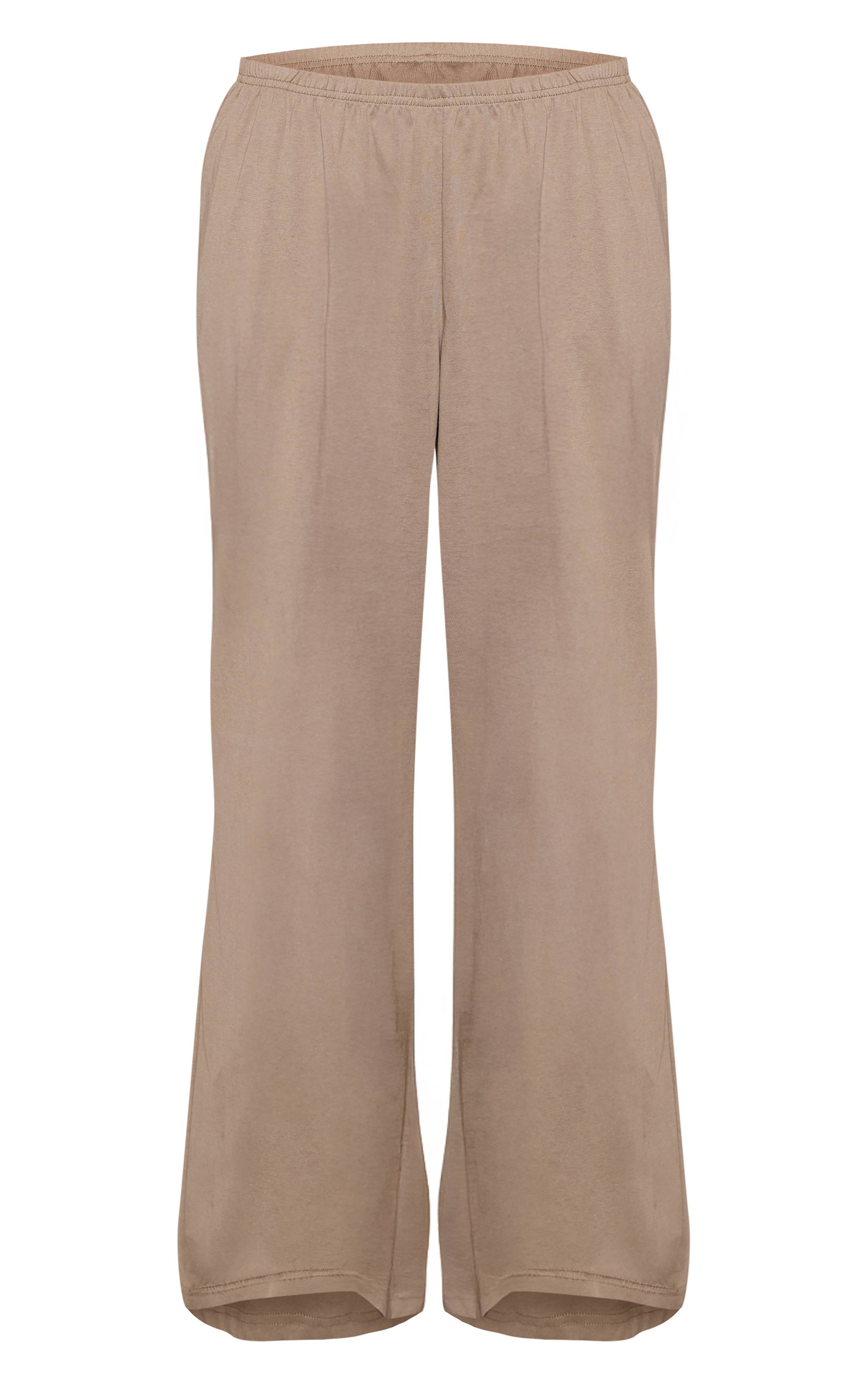Vert Sauge Pantalon Large Décontracté À Texture Douce Et Jambe Ample