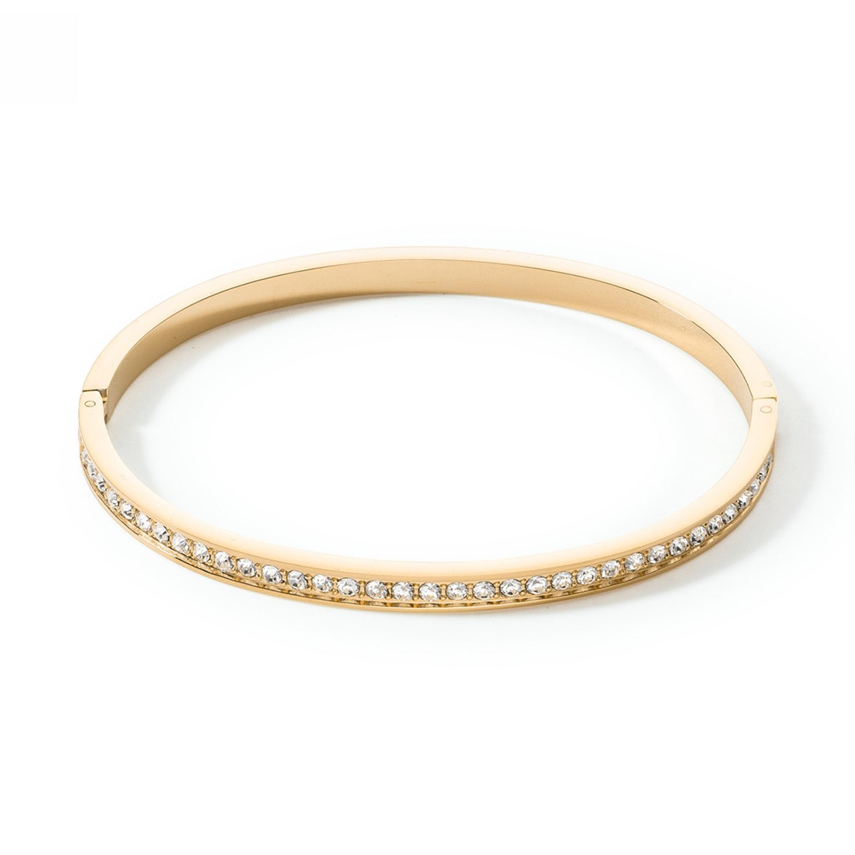Bracelet jonc Coeur de Lion acier doré cristaux S
