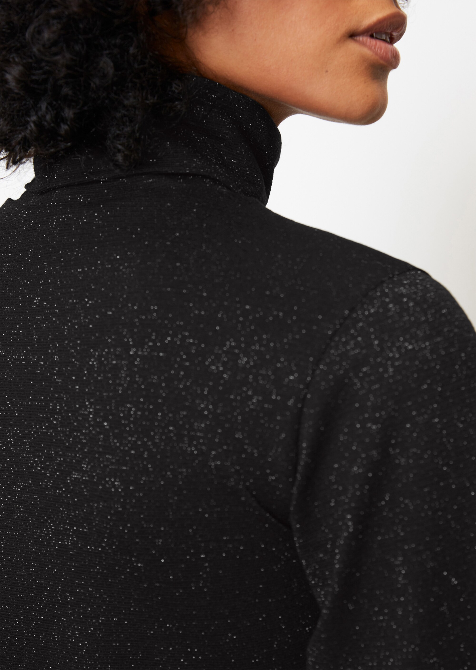 Rollkragen-Longsleeve slimmit Glitzer-Effekt