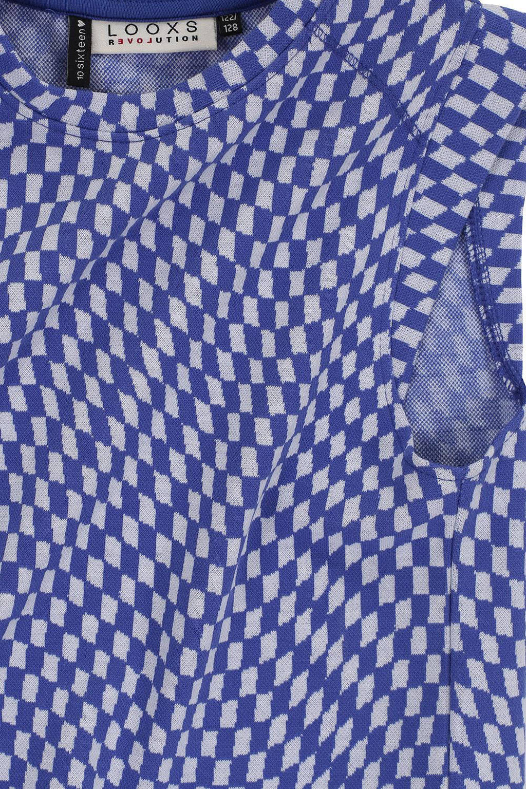 LOOXS top met all over print blauw/wit