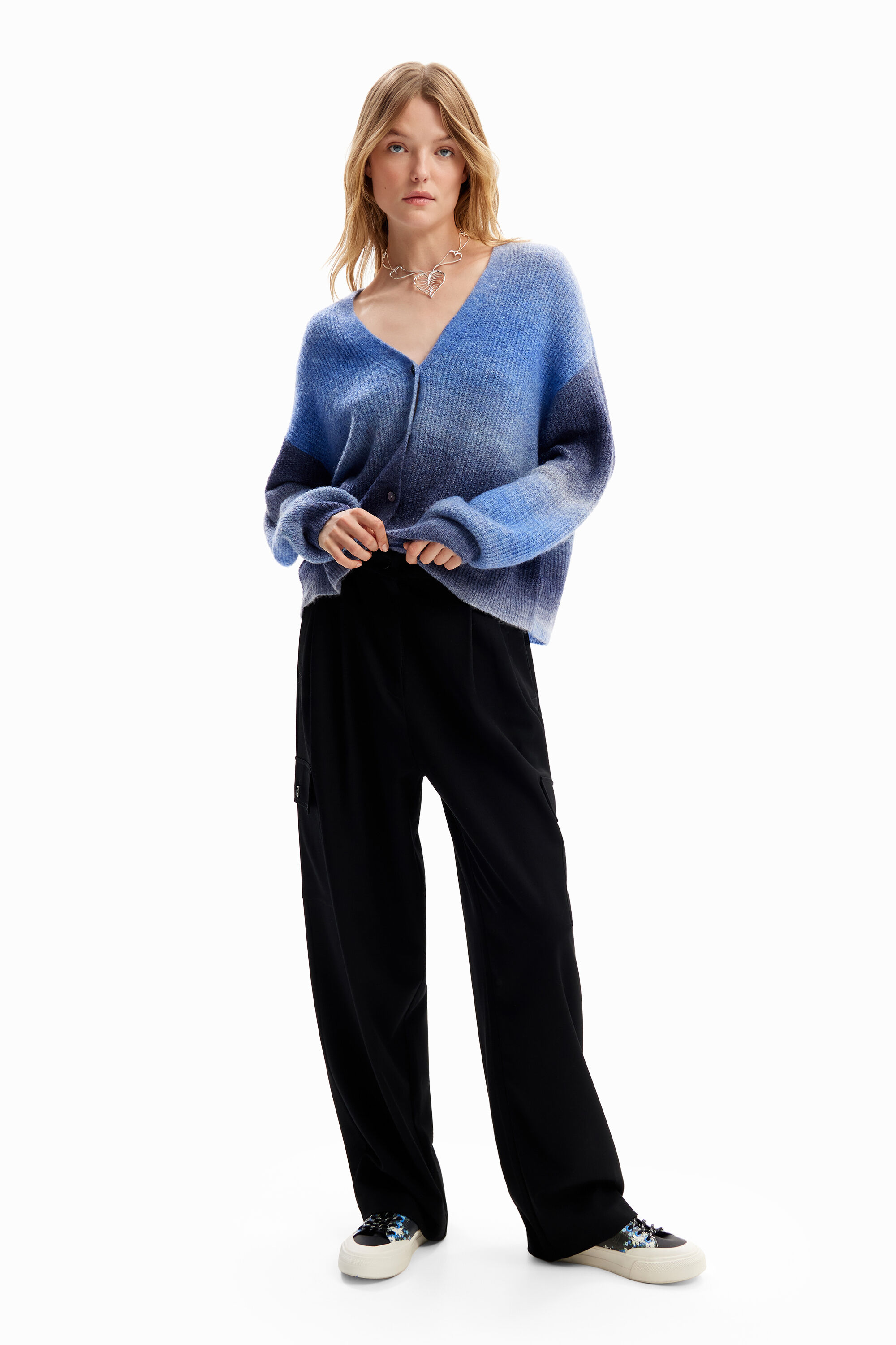 Cardigã oversized com degradê