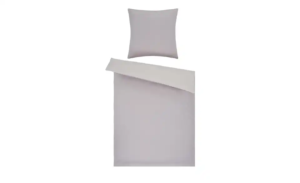 como Satin Wende-Bettwäsche Satin Piping Lilagrau 135x200 cm, 80x80 cm