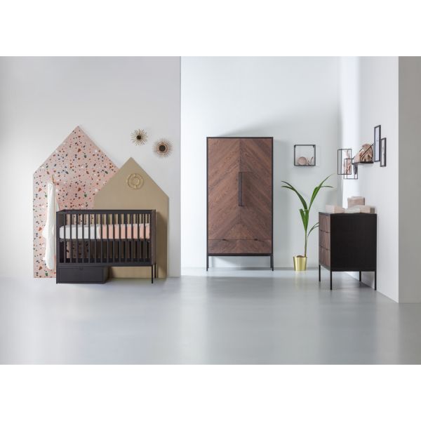 Kidsmill Vince Kledingkast 2-Deurs Black / Oak
