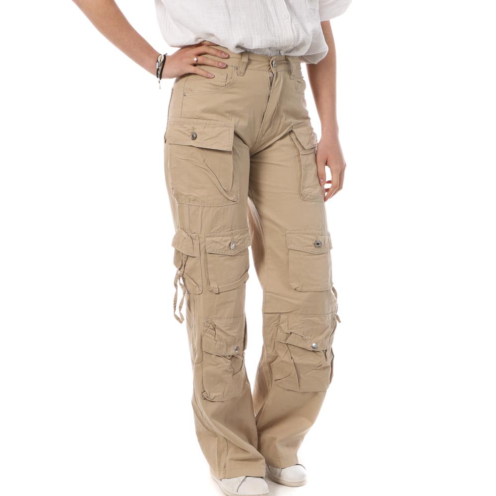Monday Premium Pantalon Cargo Toile Beige Femme Monday Premium 3172