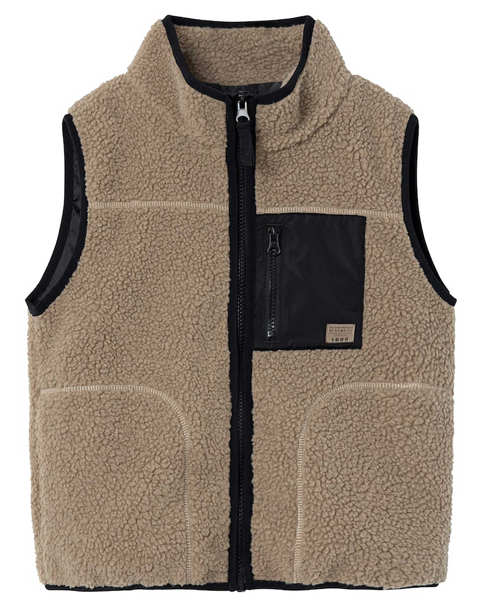 Fleece-Weste NKMMAGOT TEDDY in savannah tan
