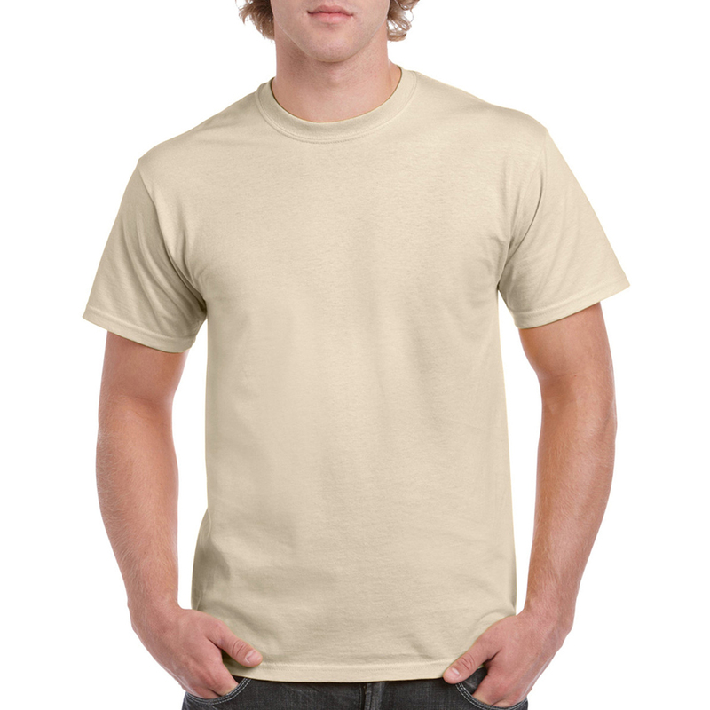 Camiseta básica de manga curta Gildan Heavy Cotton, 100% algodão grosso.