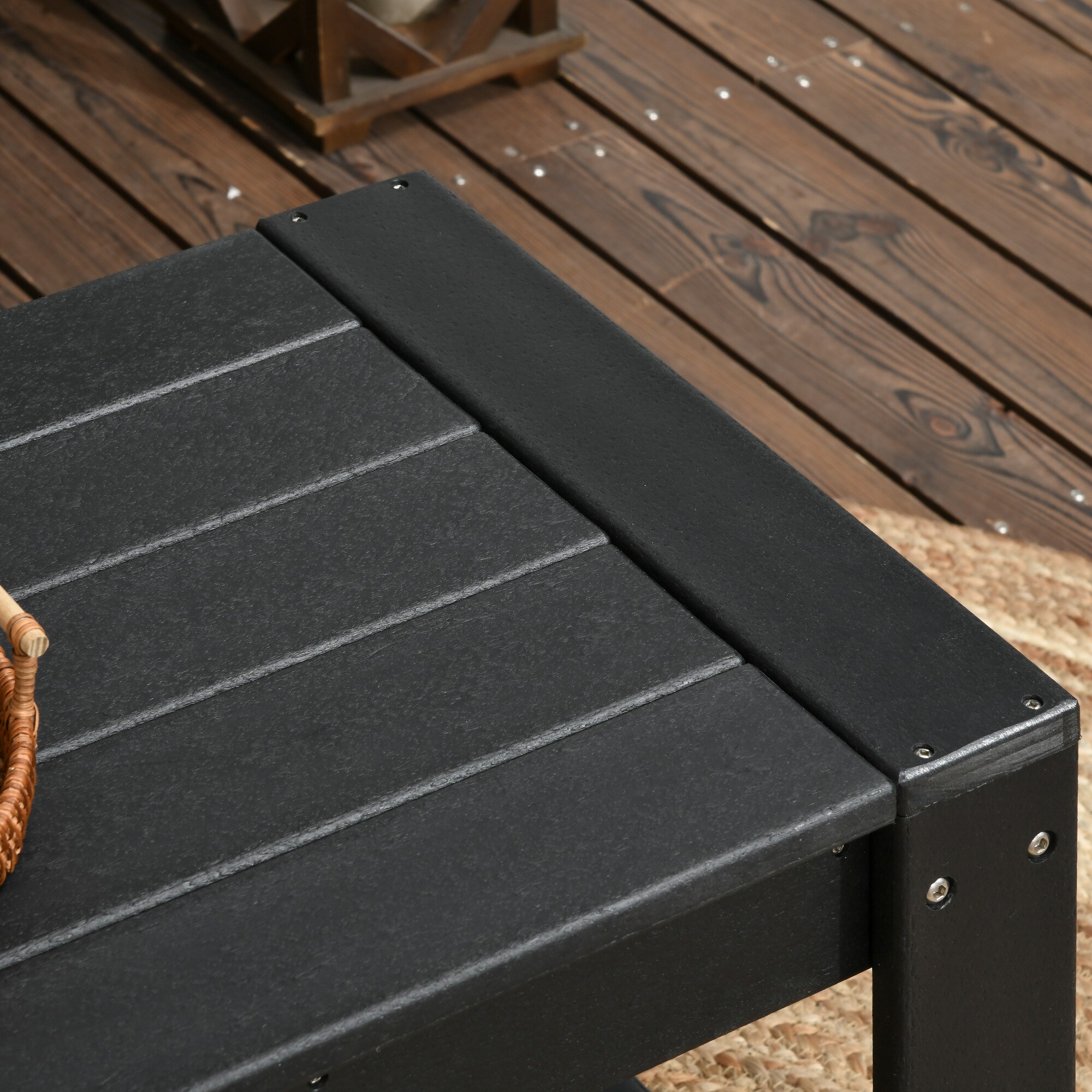 Outsunny Couchtisch mit Beinen schwarz 95L x 42B x 40H cm