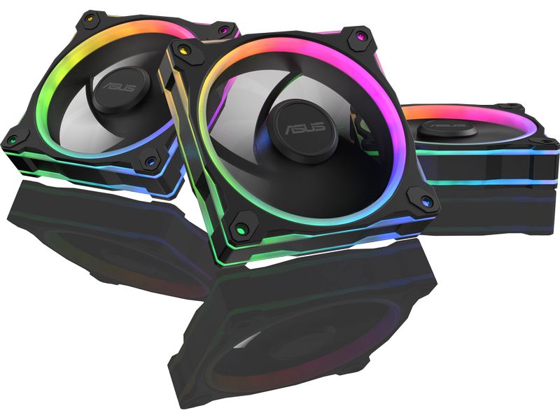 ASUS PC-Lüfter Prime MR120 Fan ARGB Reverse 3 in 1 Schwarz Dreierpack rückseitig beleuchteter Reverse-Lüfter mit ARGB und PWM