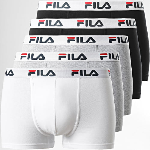 Lot De 5 Boxers FU5016 Noir Blanc Bleu Marine Gris Chiné
