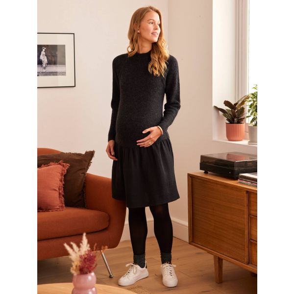 Vertbaudet Vestido-camisola Especial Gravidez e Amamentação Preto 38/40