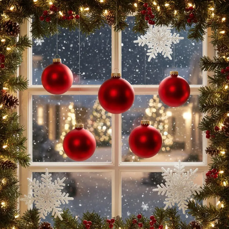 Krebs Kerstballen - 8 stuks - vuurrood - glas - 7 cm