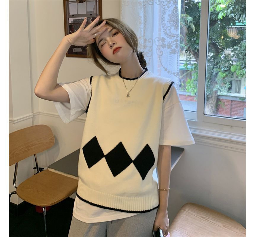 FR - Argyle Print Trui Vest