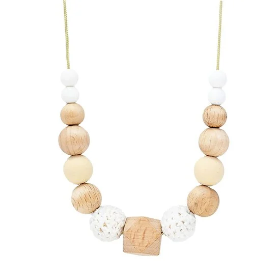 Collier d'allaitement et de portage   Blanc tissu et bois        de               Irréversible