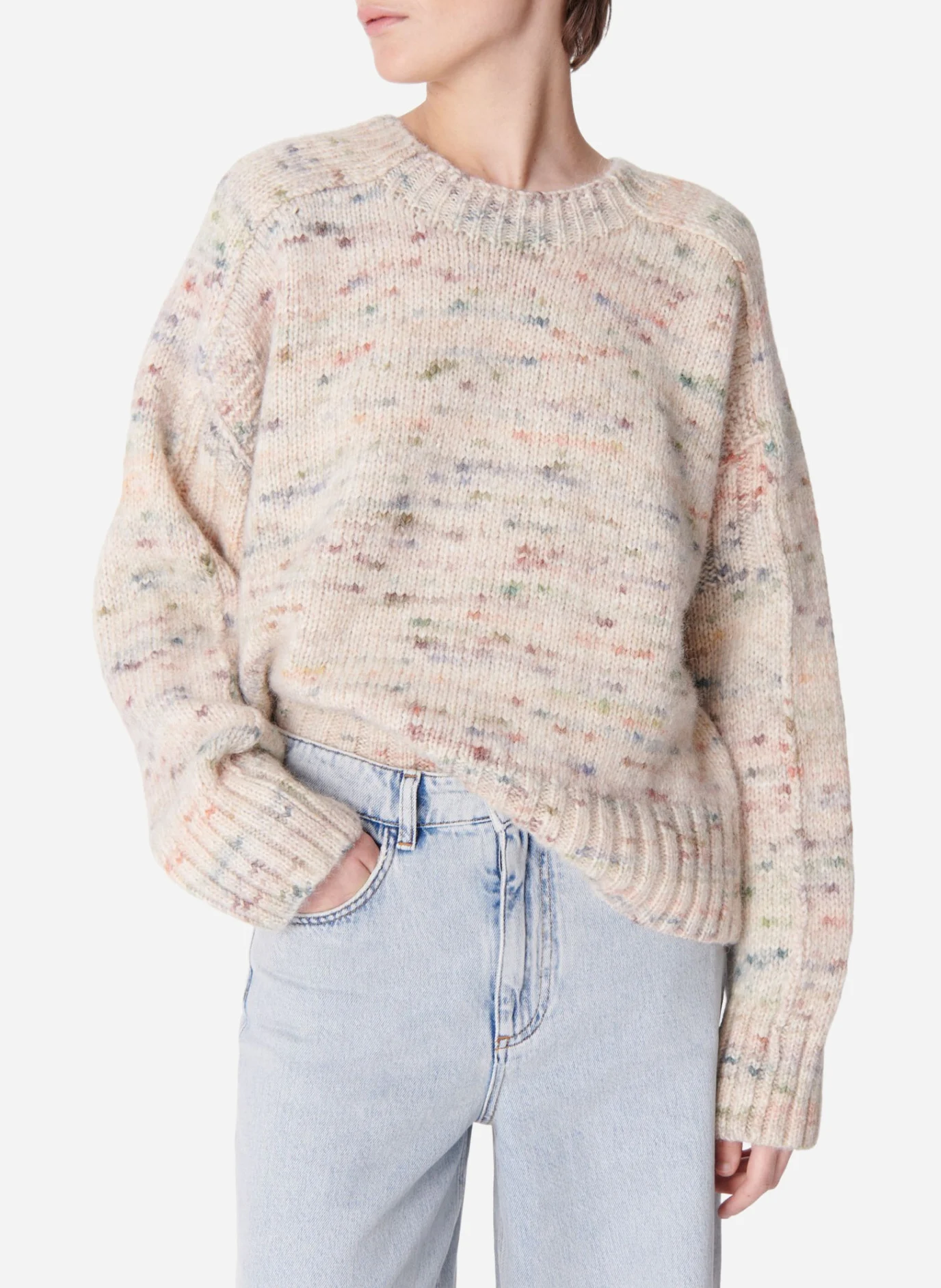 ELMER - Pull court en laine et coton | Beige