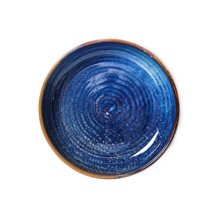 HKliving - Chef Ceramics tiefer Teller, Ø 19,3 cm, rustic blue