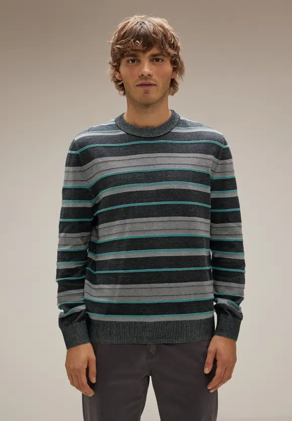 Pullover mit Streifen  - Black
