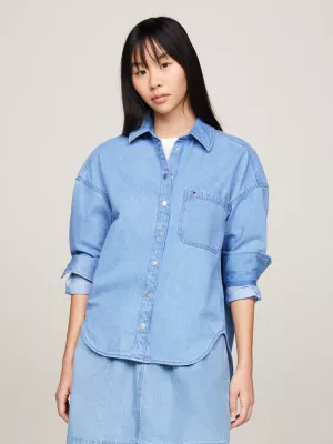 Sobretudo jeans de modelagem ampla