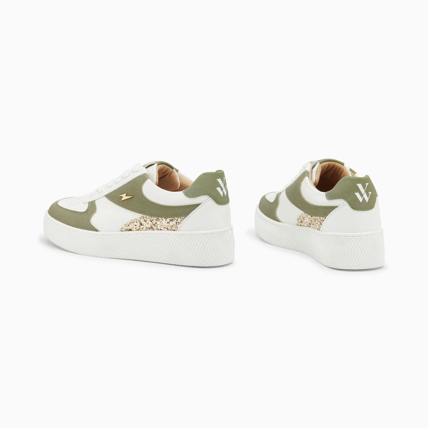 Sneakers-Baskets Nassita kaki et or à lacets