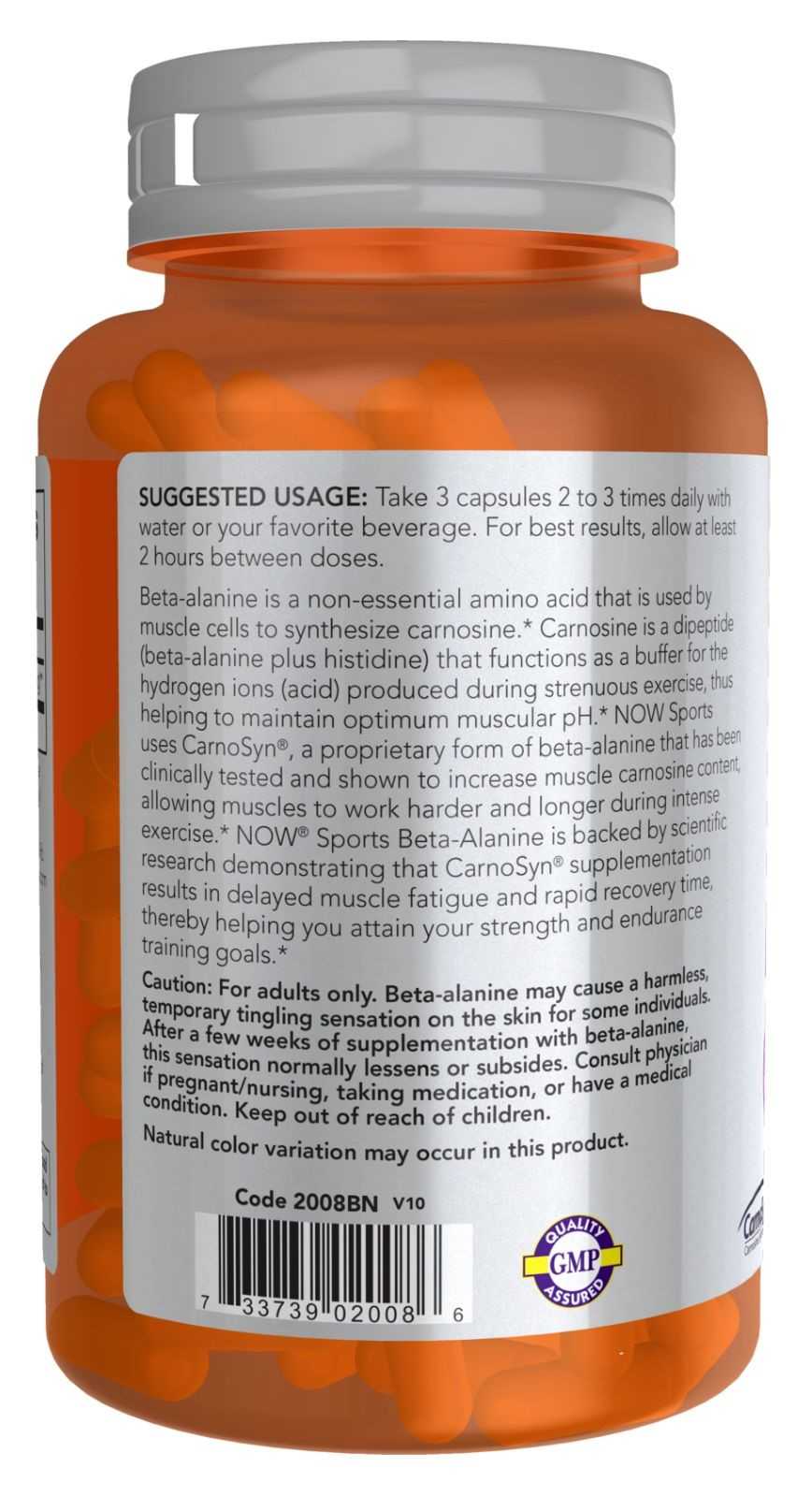 NOW Foods Beta Alanina 750 mg 120 cápsulas