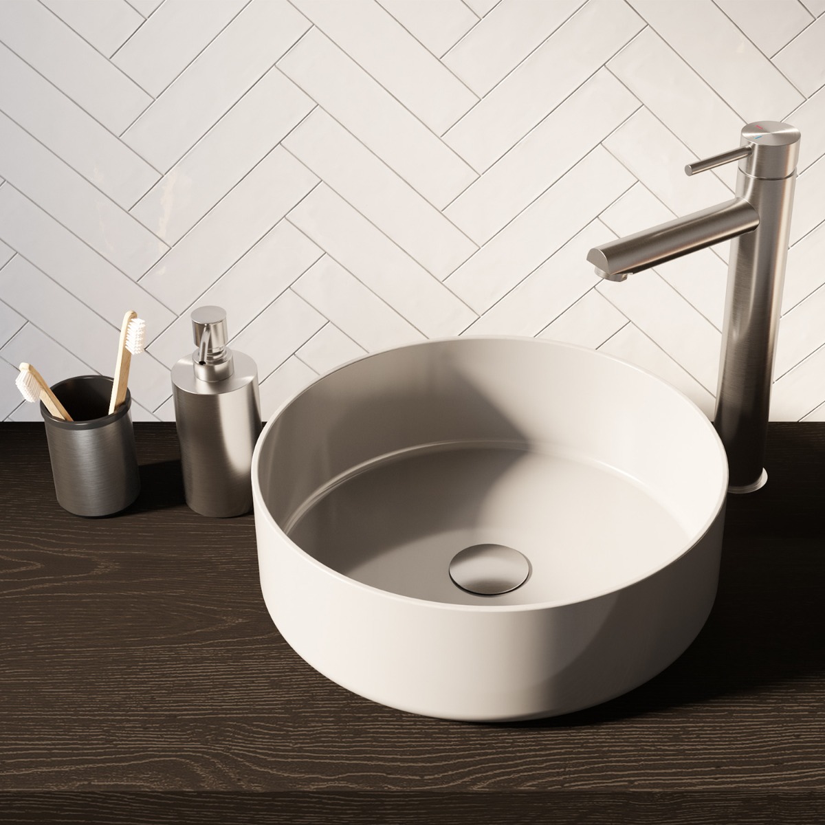 Brauer Brushed Edition zeepdispenser en beker RVS geborsteld