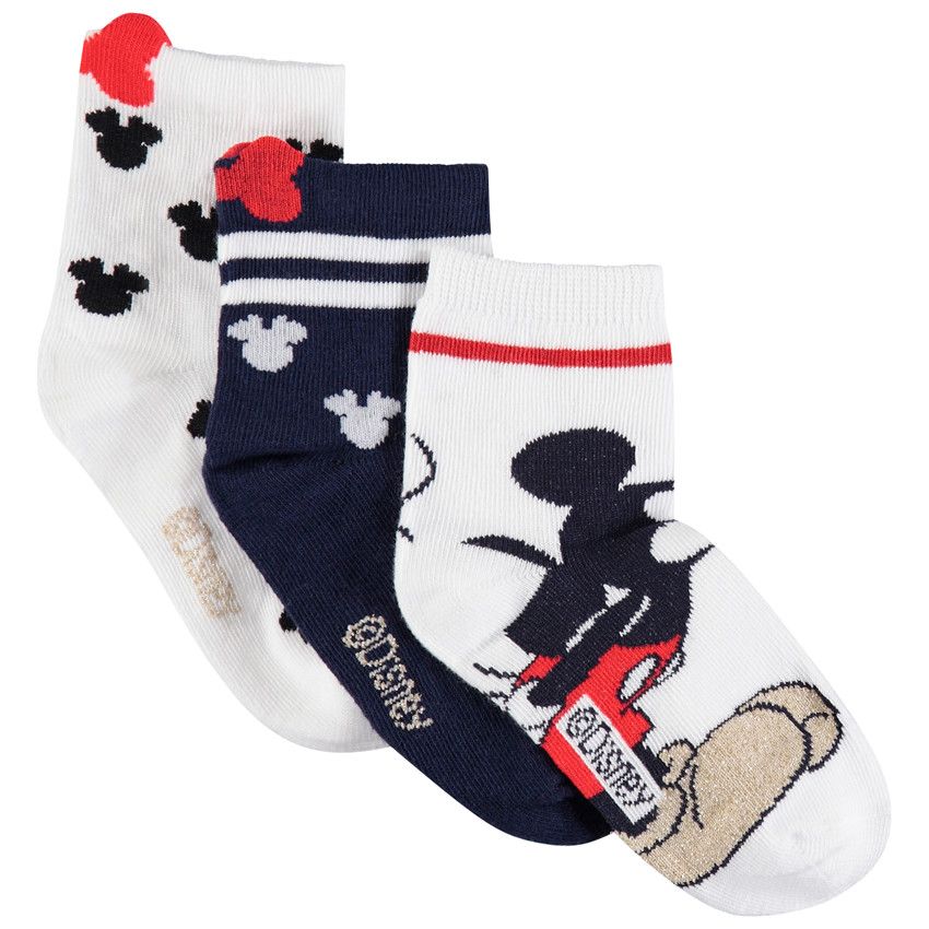 Lot de 3 paires de chaussettes motif Mickey Disney - Ecru