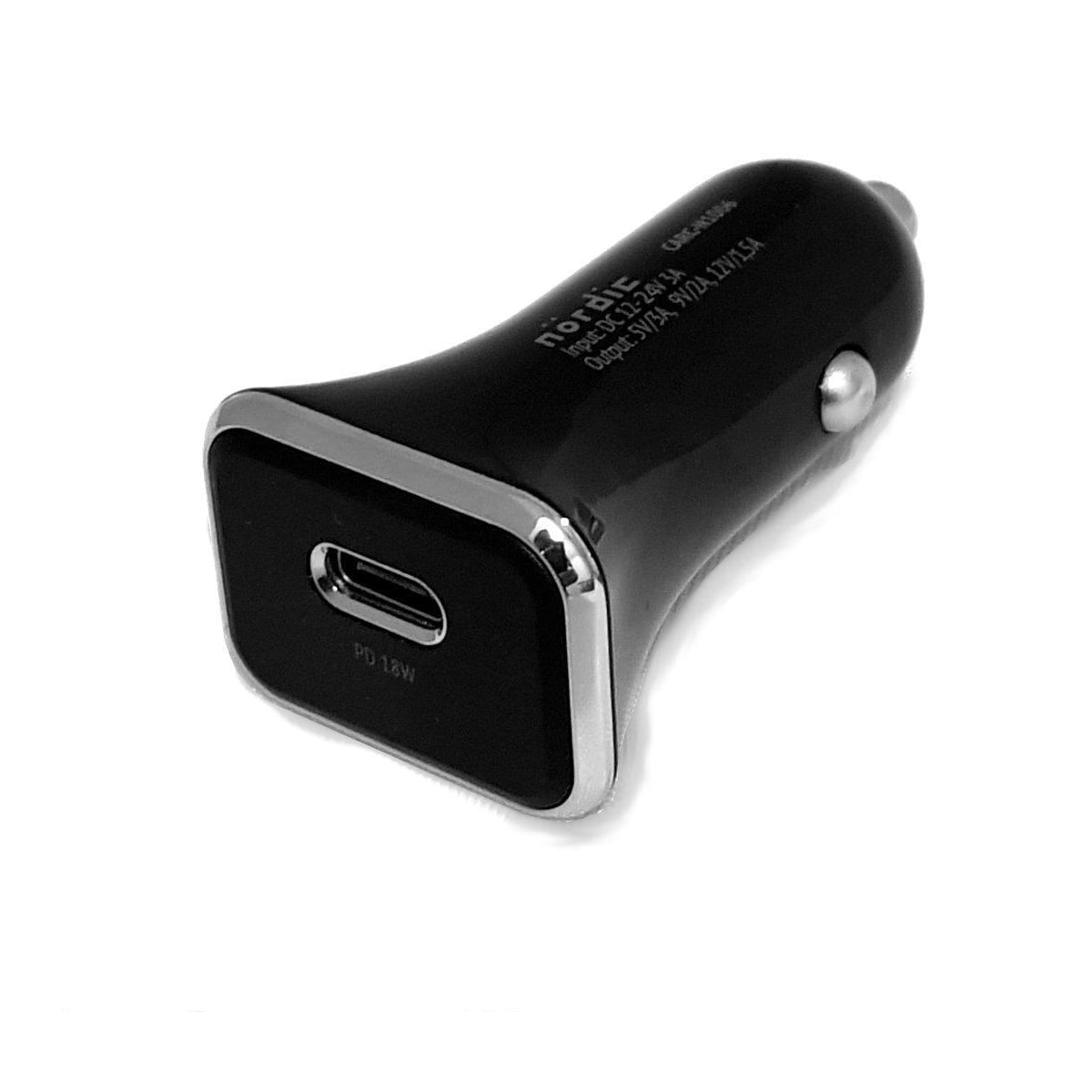 NÖRDIC Quick Car Charger USB C Power Delivery 18W