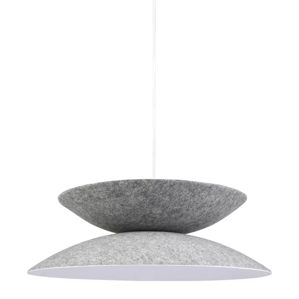 Suspension lumineuse feutre et métal (D46 cm) Nimbus Grise